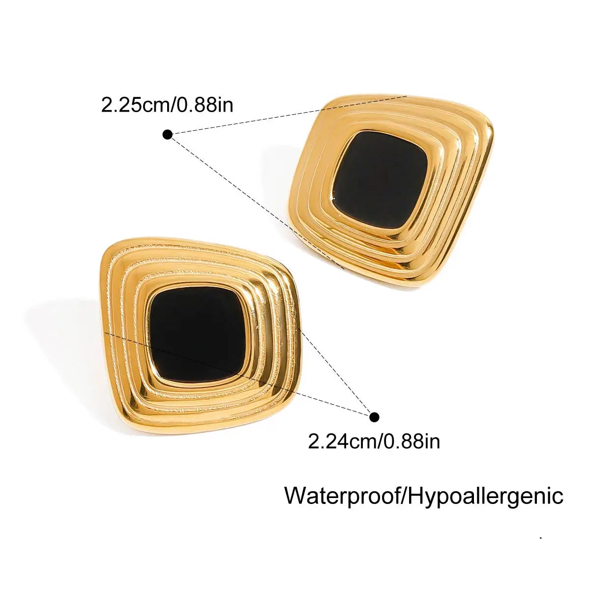 Geometric Ribbed Earrings 18K Gold Plated