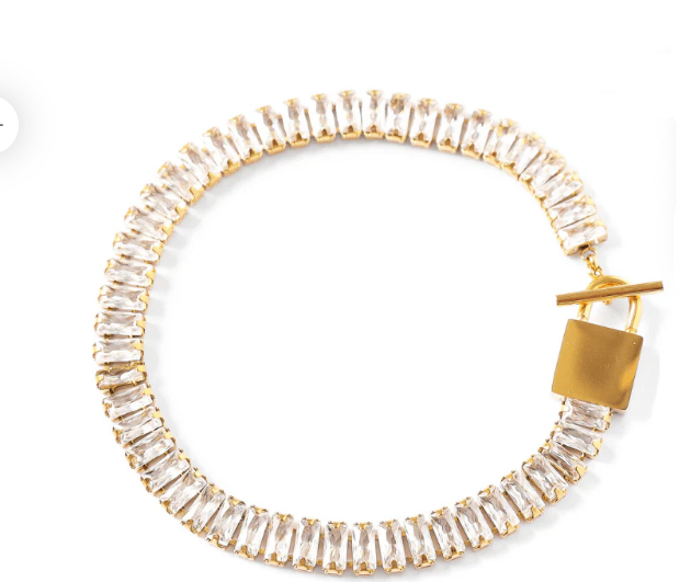 Rectangular Riviera Bracelet Plated in 18k Gold