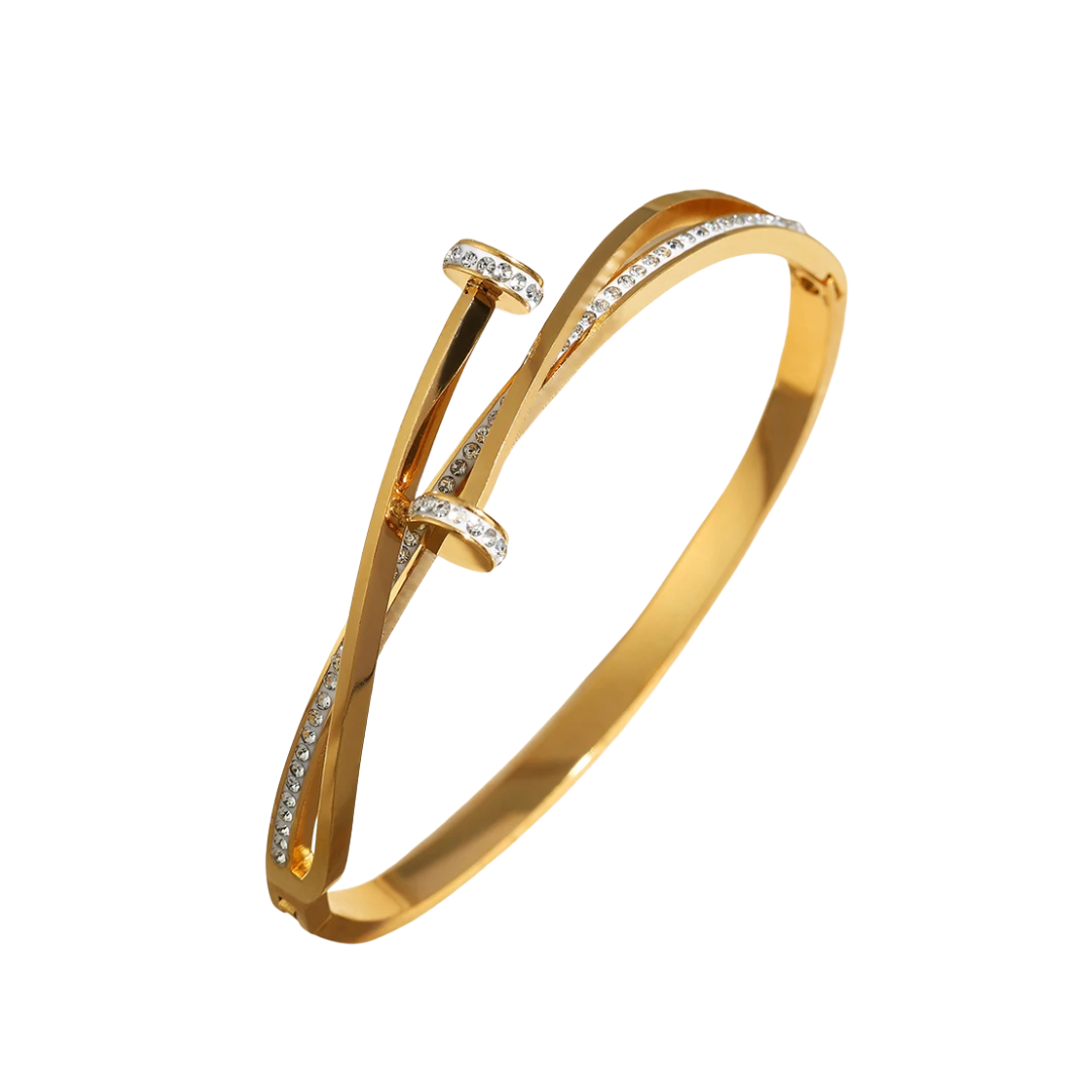18K Gold Plated Zirconia Nail Bracelet