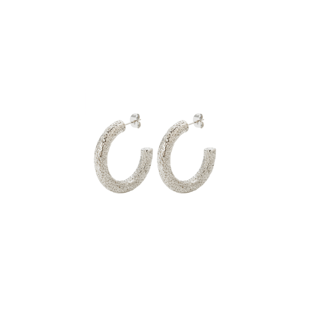 Textured Hoop Earring - Silver
