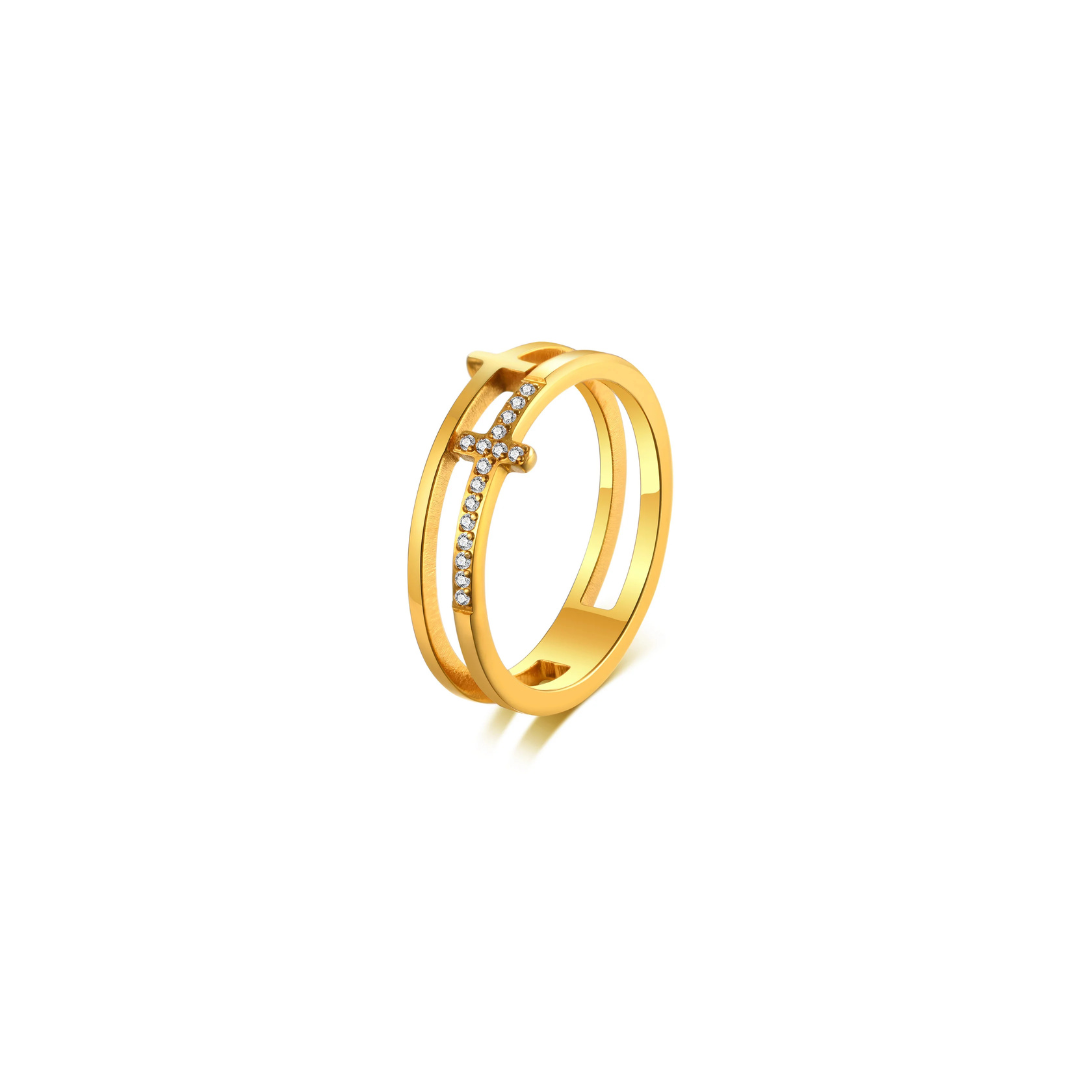 18k Gold Plated Cross Ring
