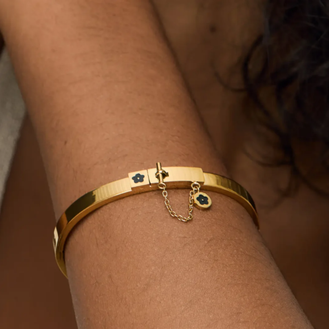 Flower Bracelet with Lock 18k Gold Plated