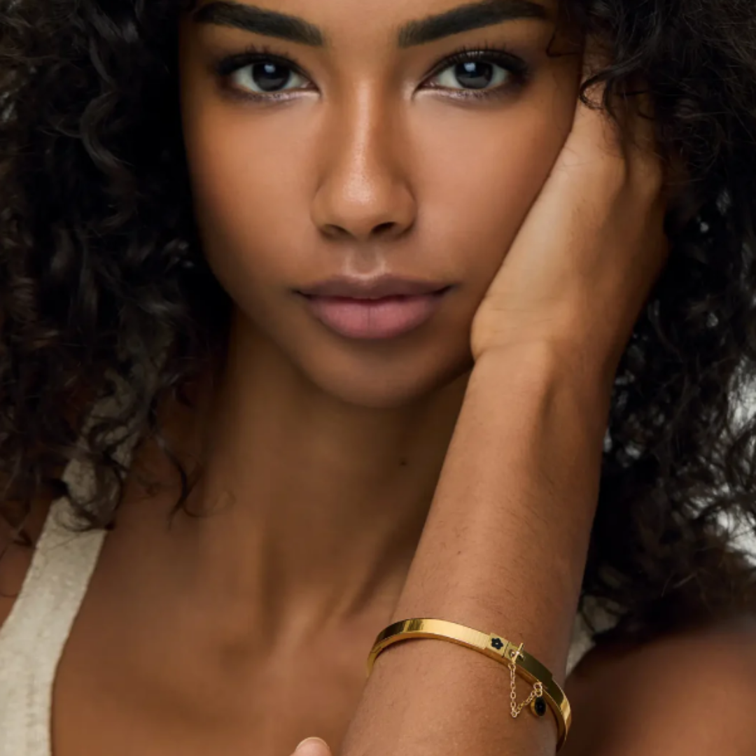 Flower Bracelet with Lock 18k Gold Plated