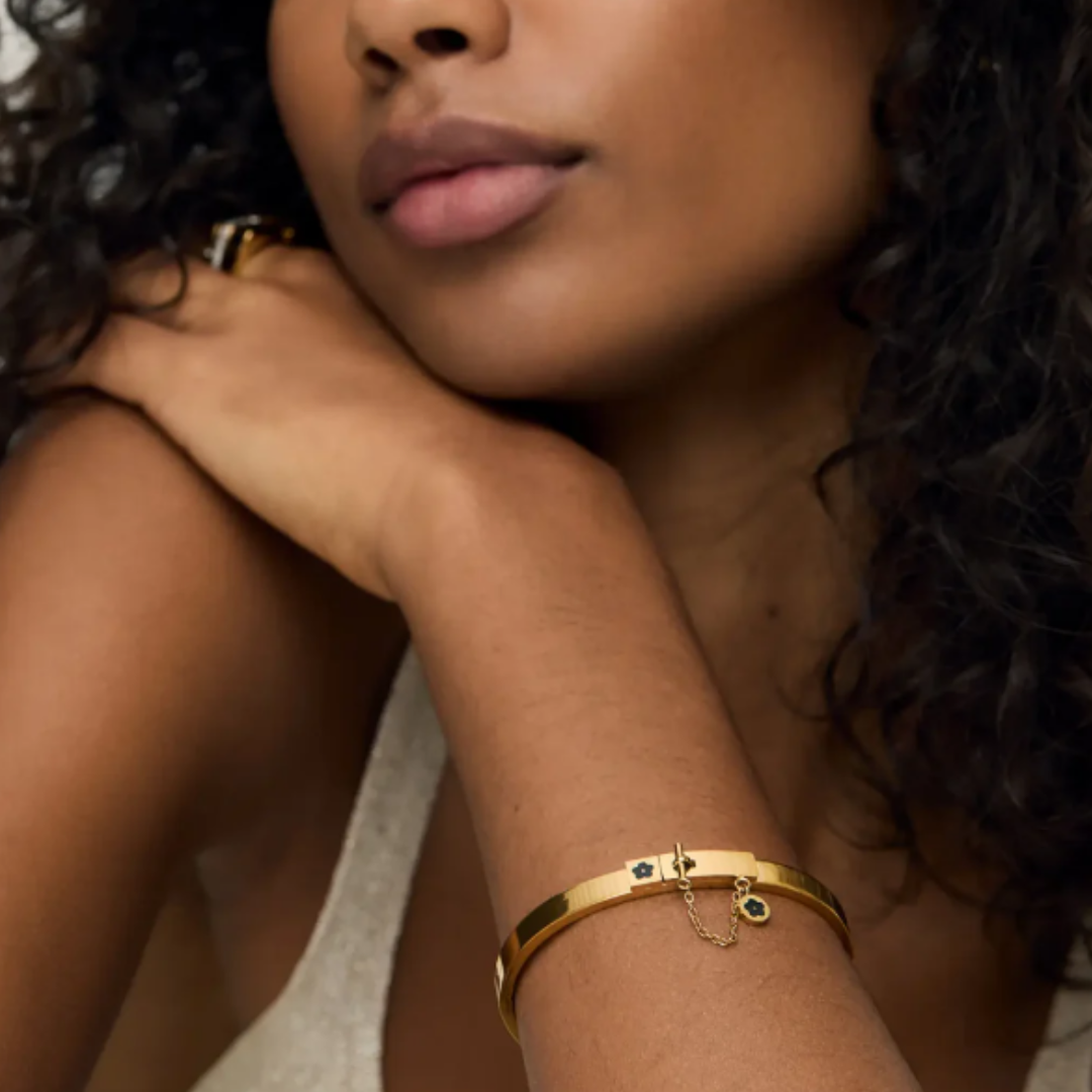 Flower Bracelet with Lock 18k Gold Plated