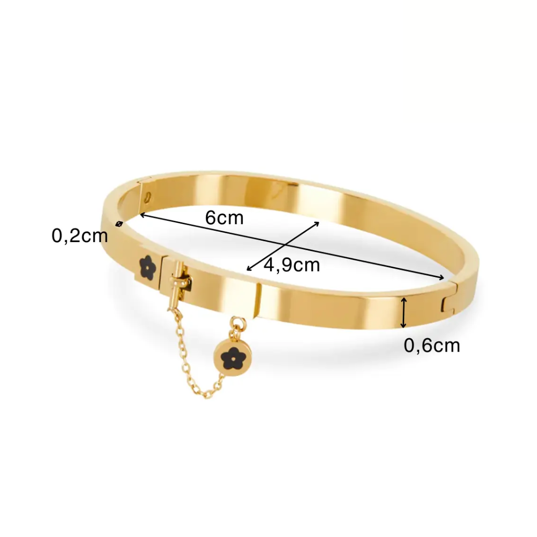 Flower Bracelet with Lock 18k Gold Plated