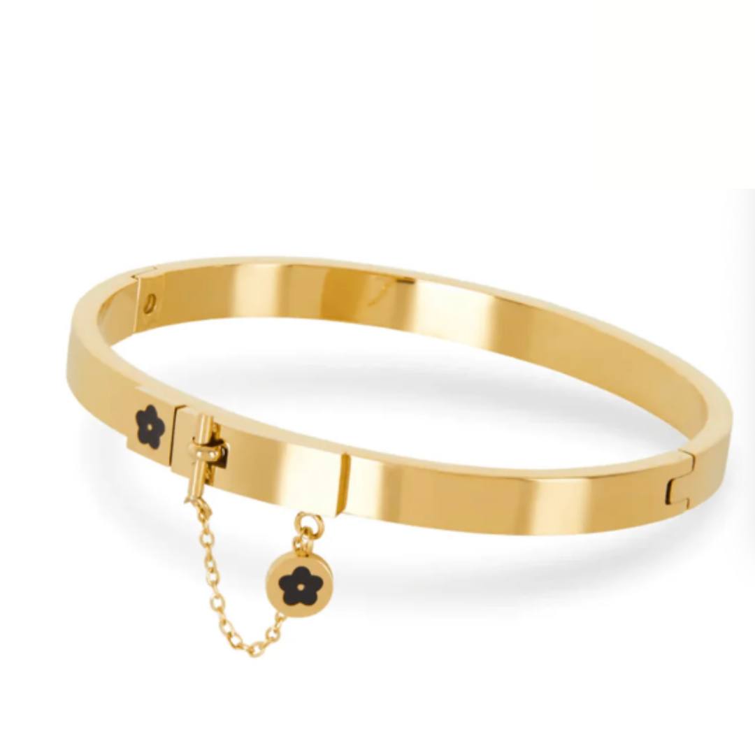 Flower Bracelet with Lock 18k Gold Plated