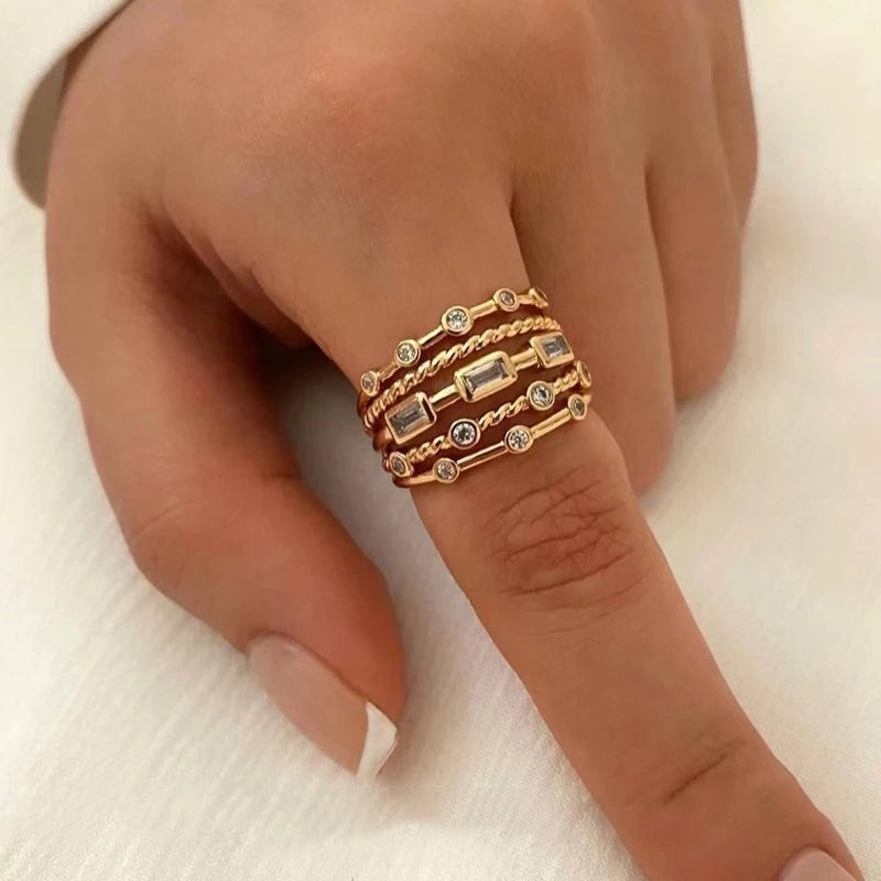 Sun Ring with Natural Stone 18K Gold Plated