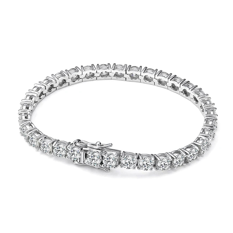 Moissanite Bracelet Plated in Sterling Silver and 18k White Gold