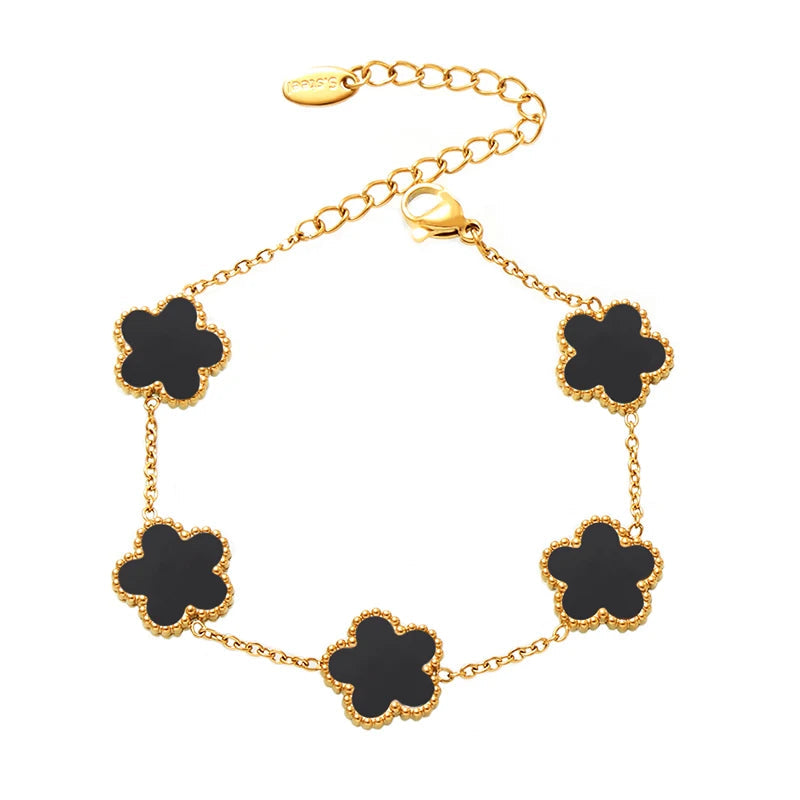 Black Clover Bracelet 18k Gold Plated