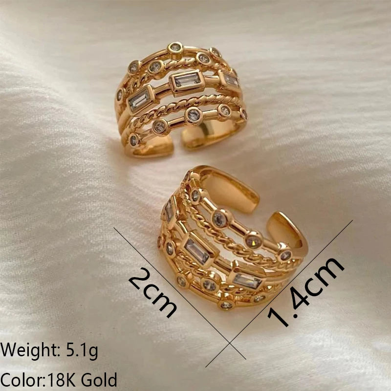 Sun Ring with Natural Stone 18K Gold Plated