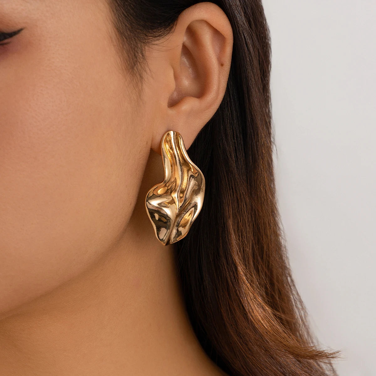 Vincenza Pleated Earrings 18K Gold Plated