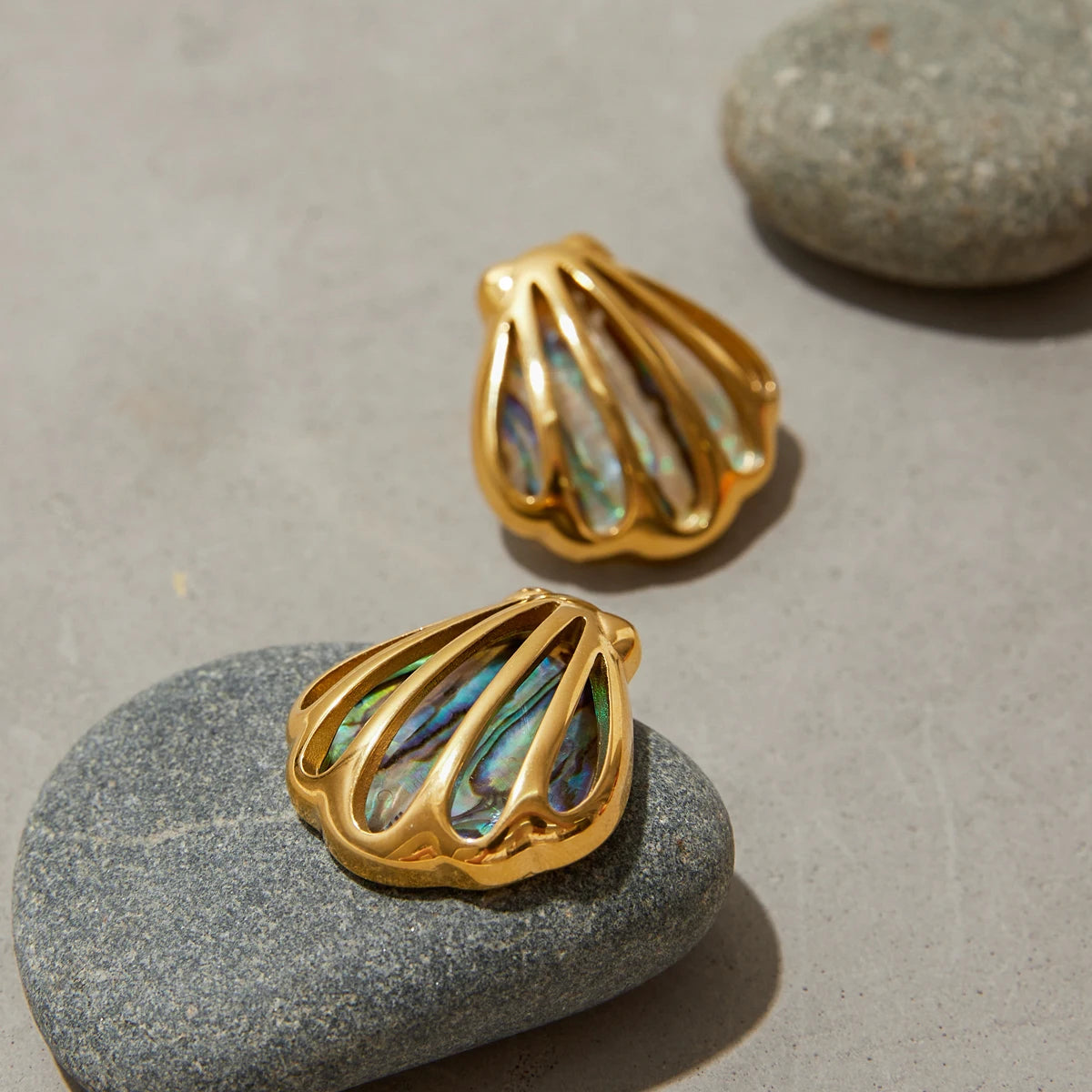 18K Gold Plated Colorful Abalone Shell Earrings