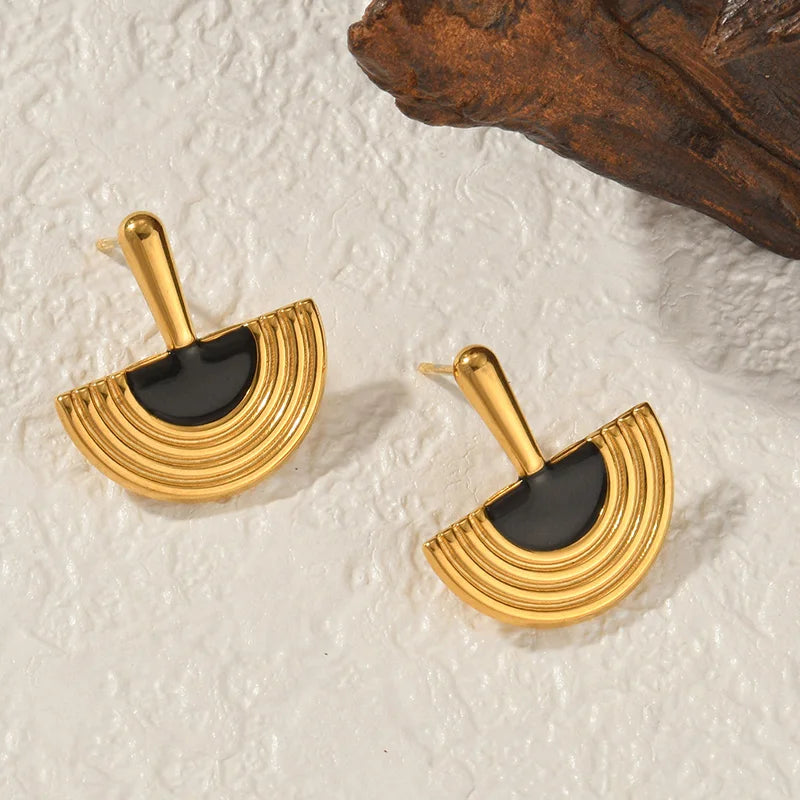 Retro Hepburn Geometric Earrings 18K Gold Plated