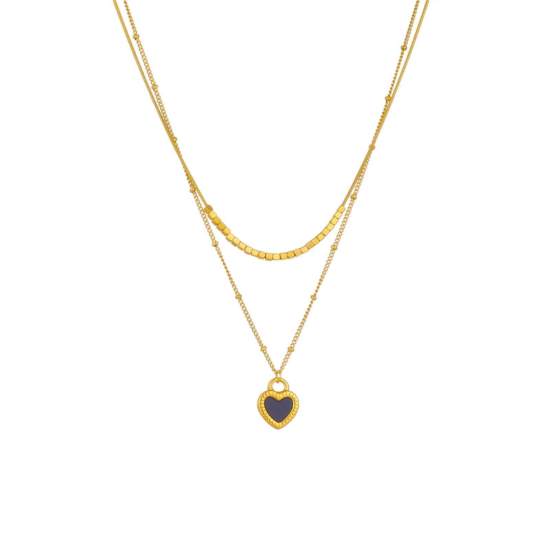 Mix of Marbled Heart Necklaces Plated in 18K Gold