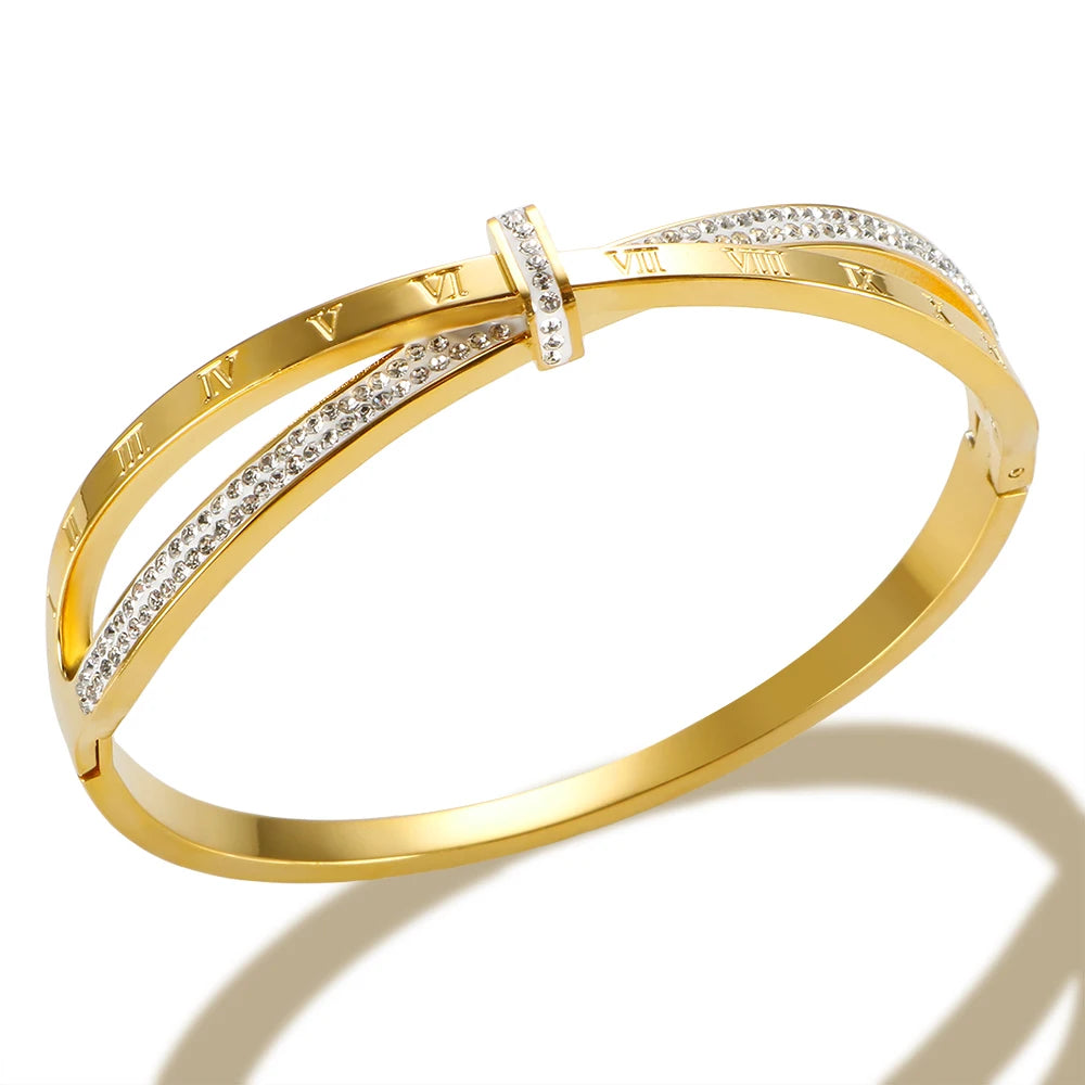 Roman Bracelet with Zirconia 18K Gold Plated