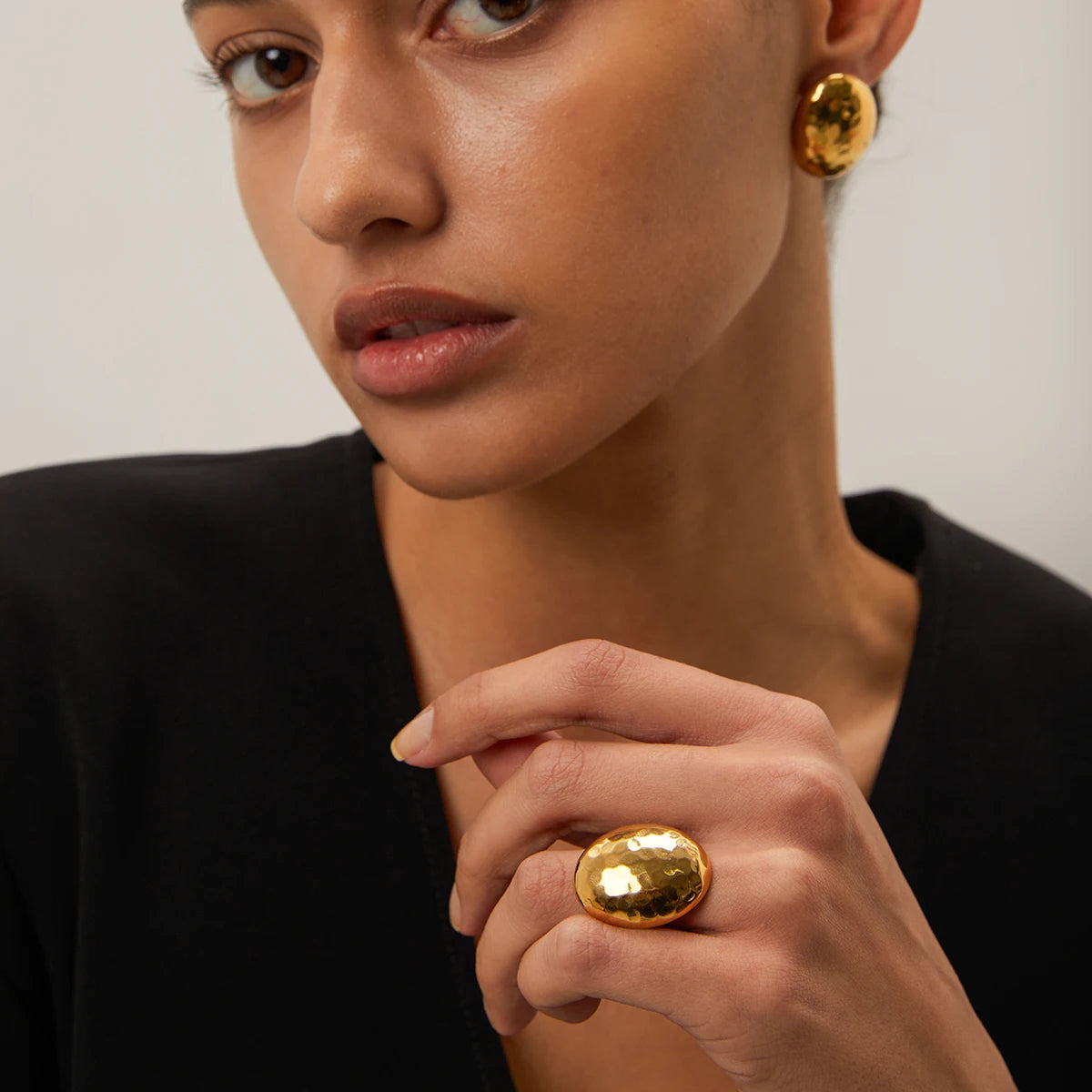 Uworld Hammered Ring 18K Gold Plated