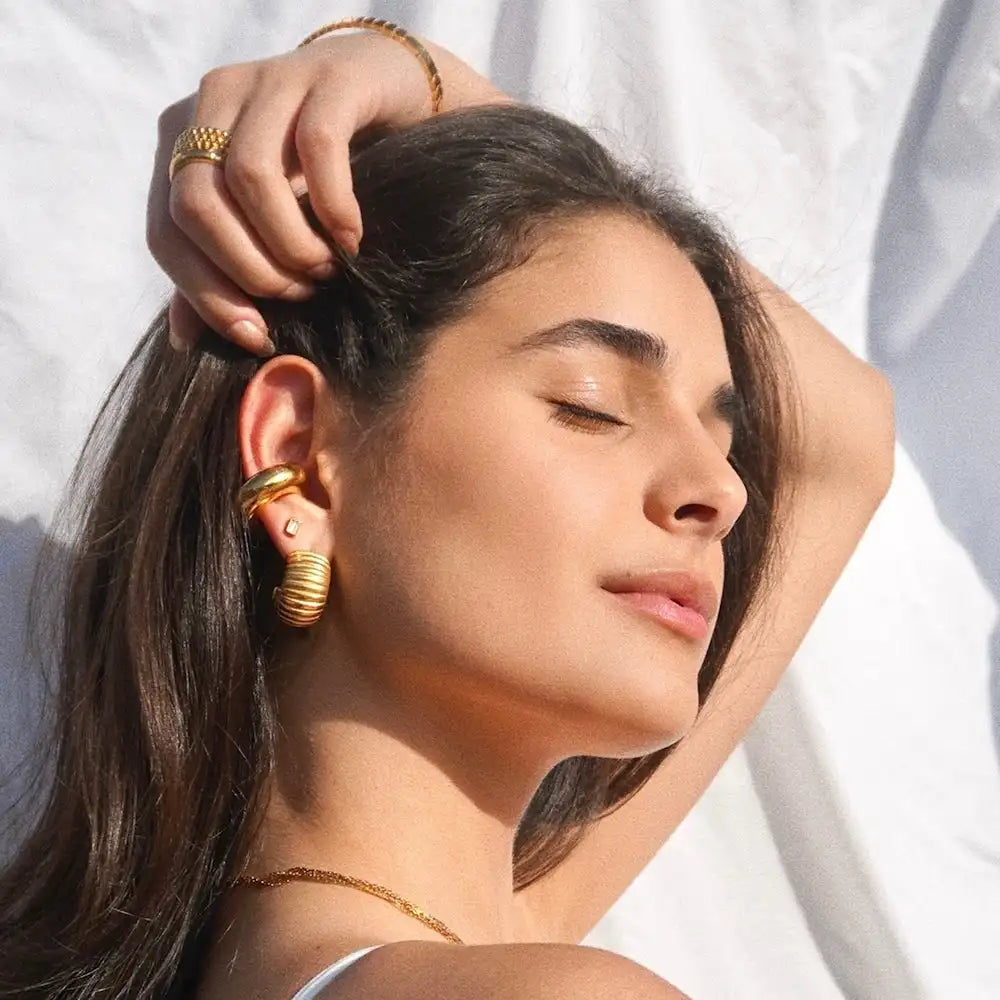18K Gold Plated Huggie Hoop Earring