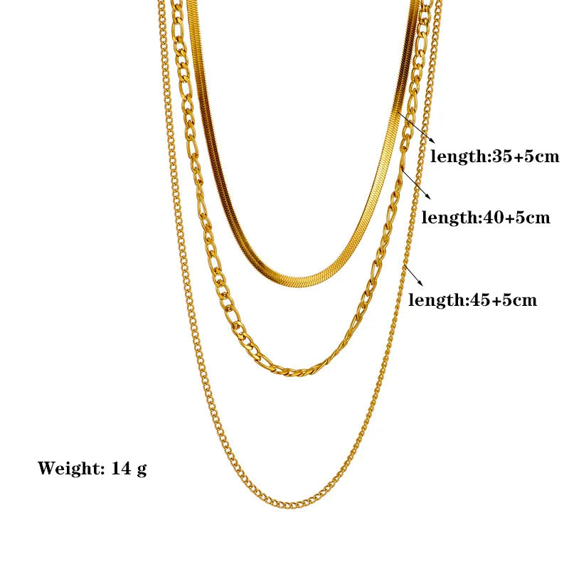 Solenne Triple Necklace 18K Gold Plated