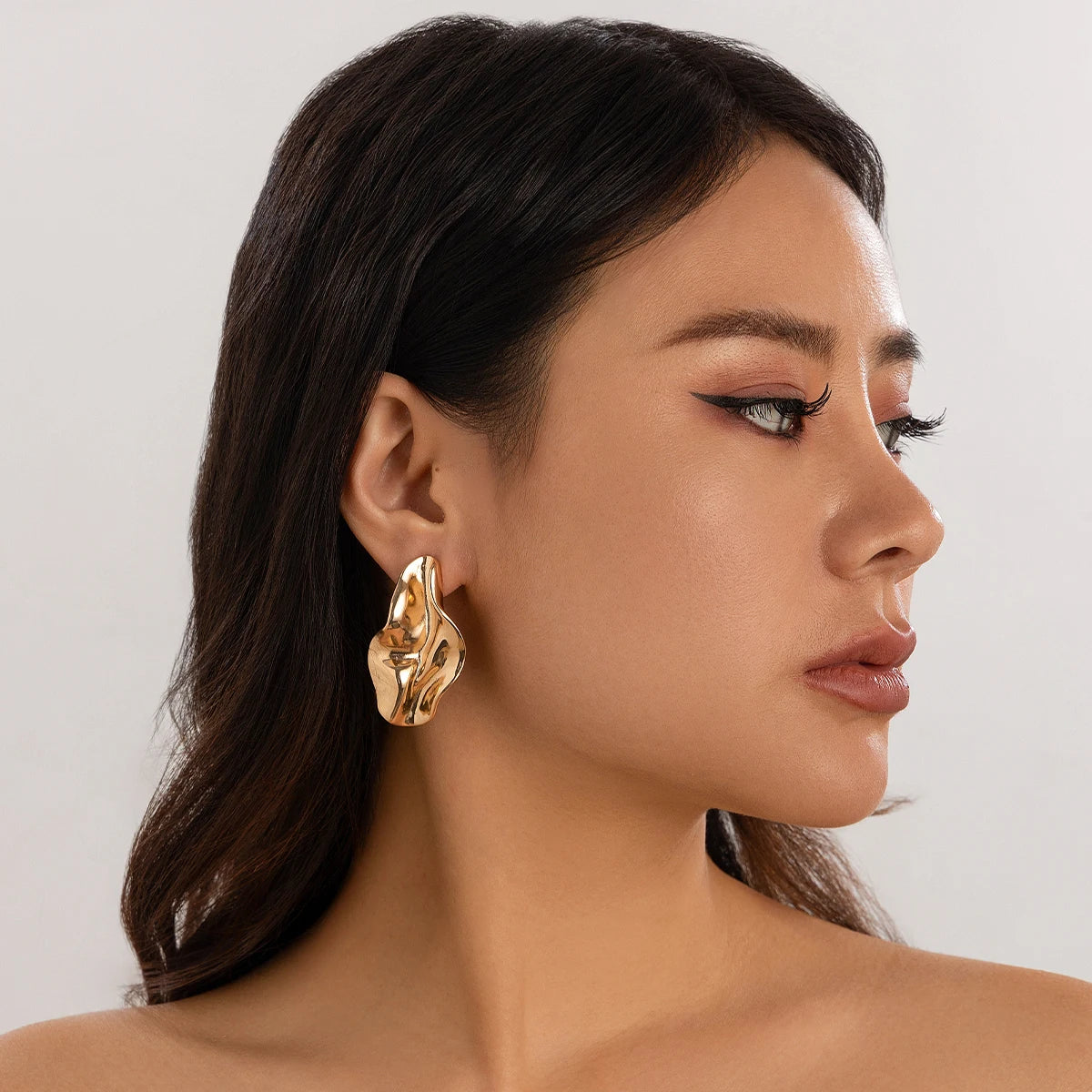 Vincenza Pleated Earrings 18K Gold Plated
