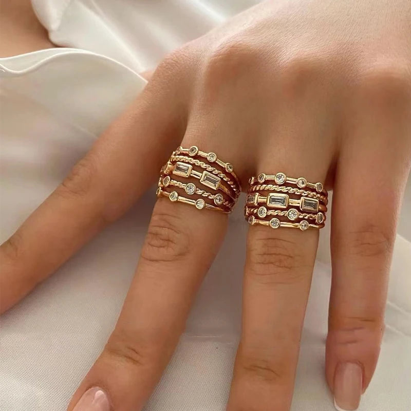 Sun Ring with Natural Stone 18K Gold Plated