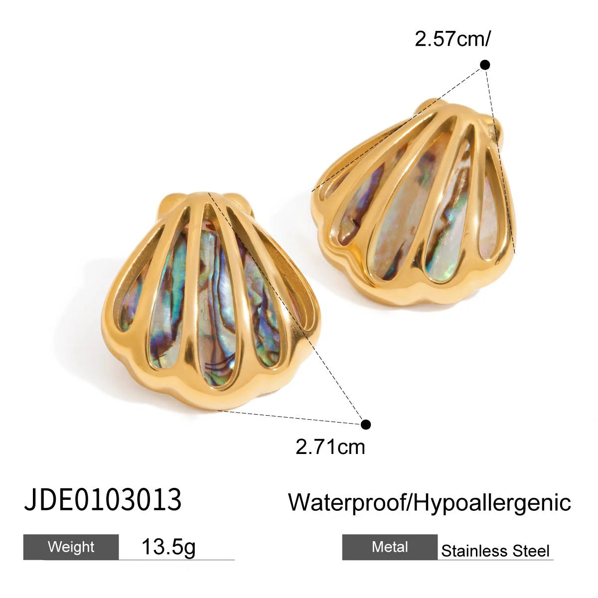 18K Gold Plated Colorful Abalone Shell Earrings