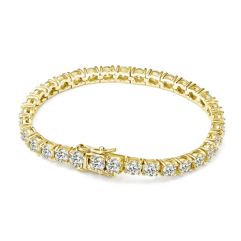 Moissanite Bracelet Plated in Sterling Silver and 18k White Gold