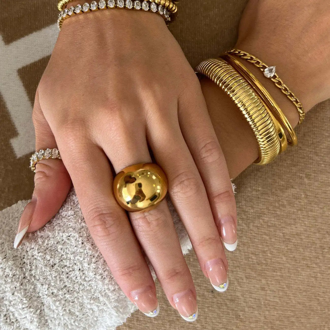 18K Gold Plated Chunky Dome Ring