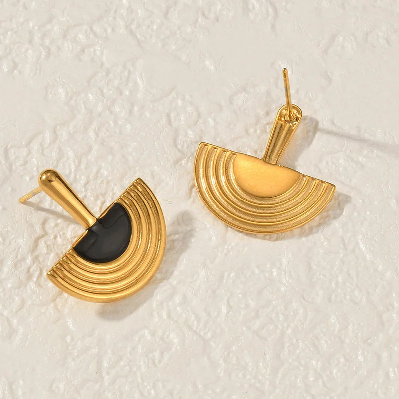 Retro Hepburn Geometric Earrings 18K Gold Plated