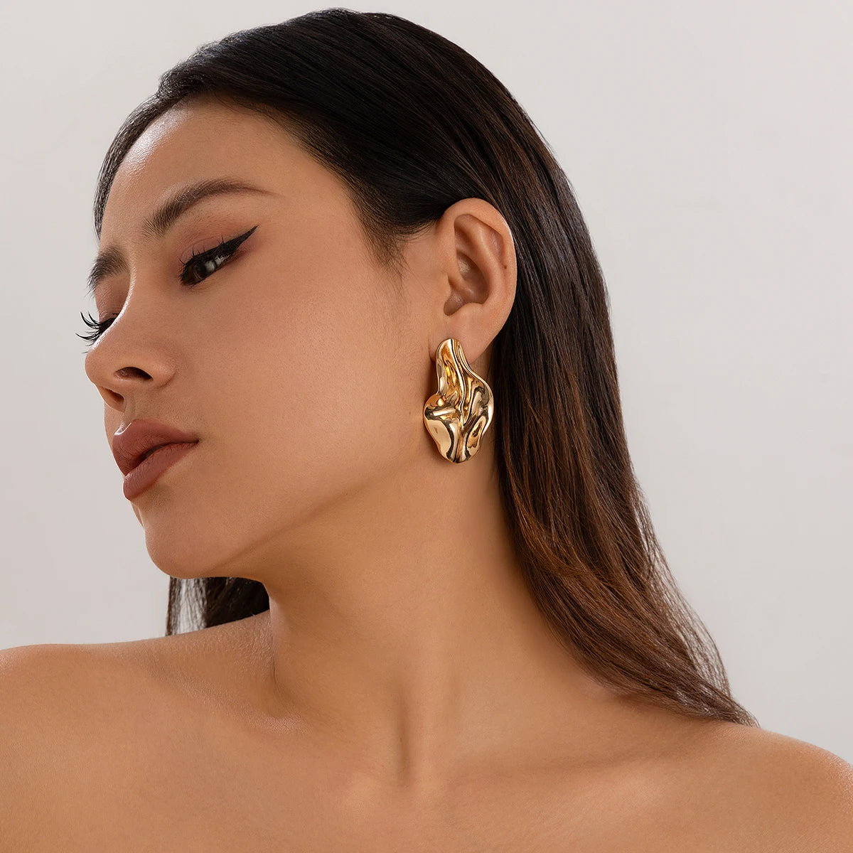 Vincenza Pleated Earrings 18K Gold Plated