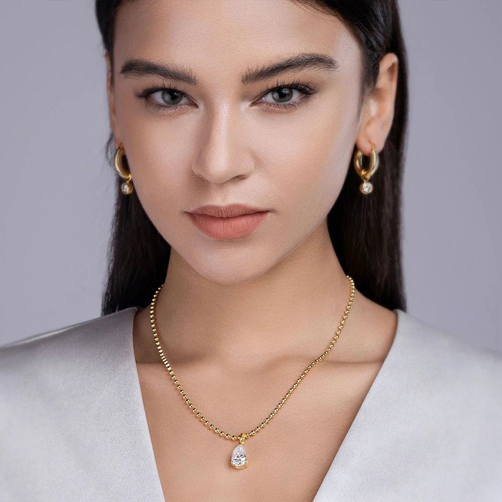 18k Gold Plated Moissanite Pendant Necklace