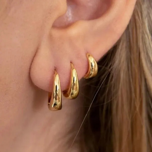 Trio Earring Smooth Articulated Hoop 18k Gold Plated