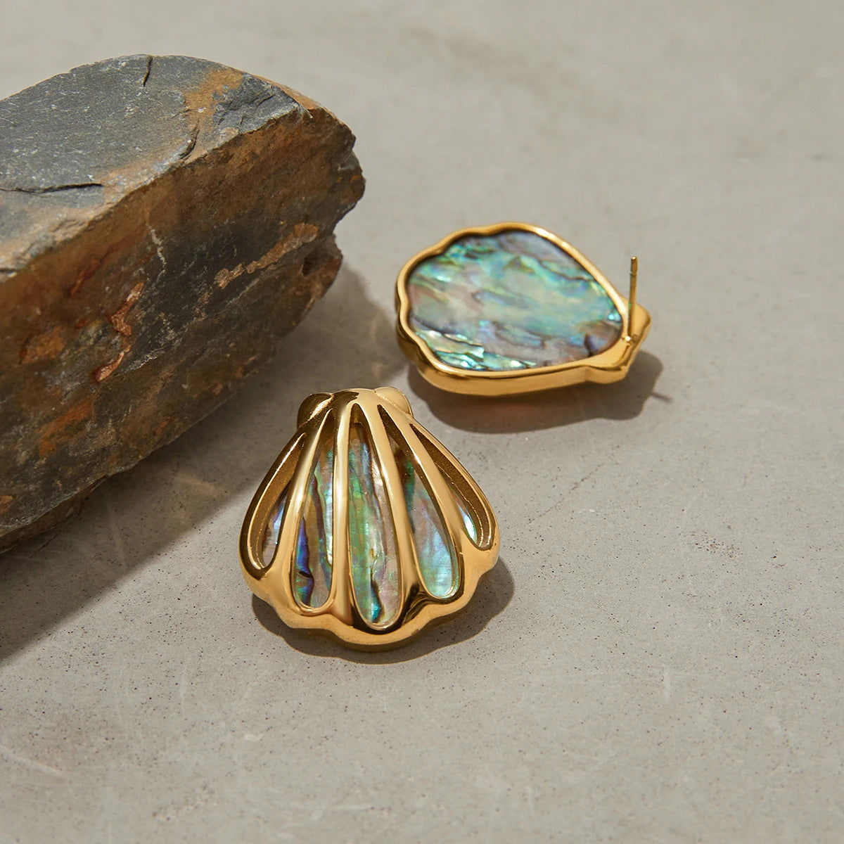 18K Gold Plated Colorful Abalone Shell Earrings