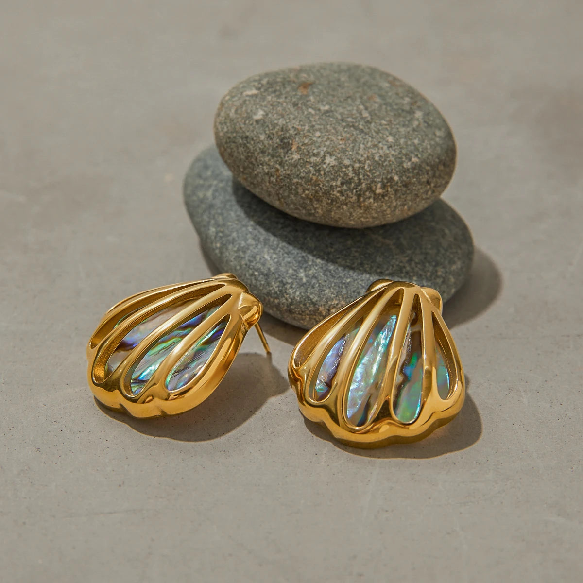 18K Gold Plated Colorful Abalone Shell Earrings