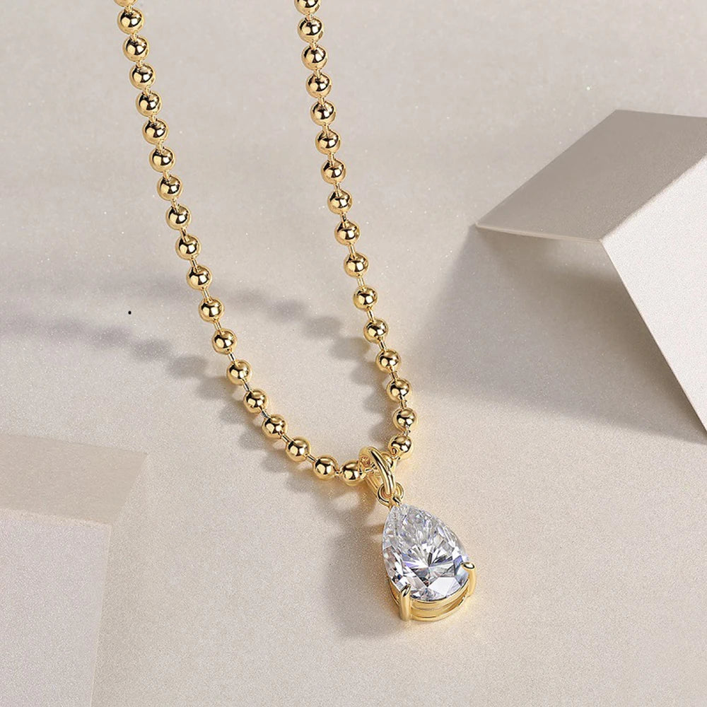 18k Gold Plated Moissanite Pendant Necklace