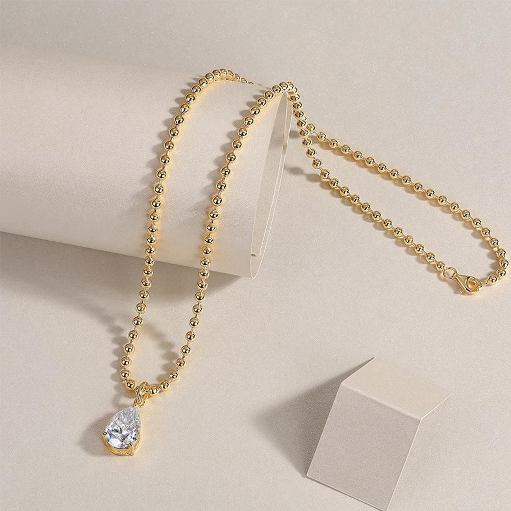 18k Gold Plated Moissanite Pendant Necklace