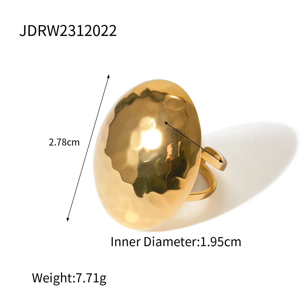 Uworld Hammered Ring 18K Gold Plated