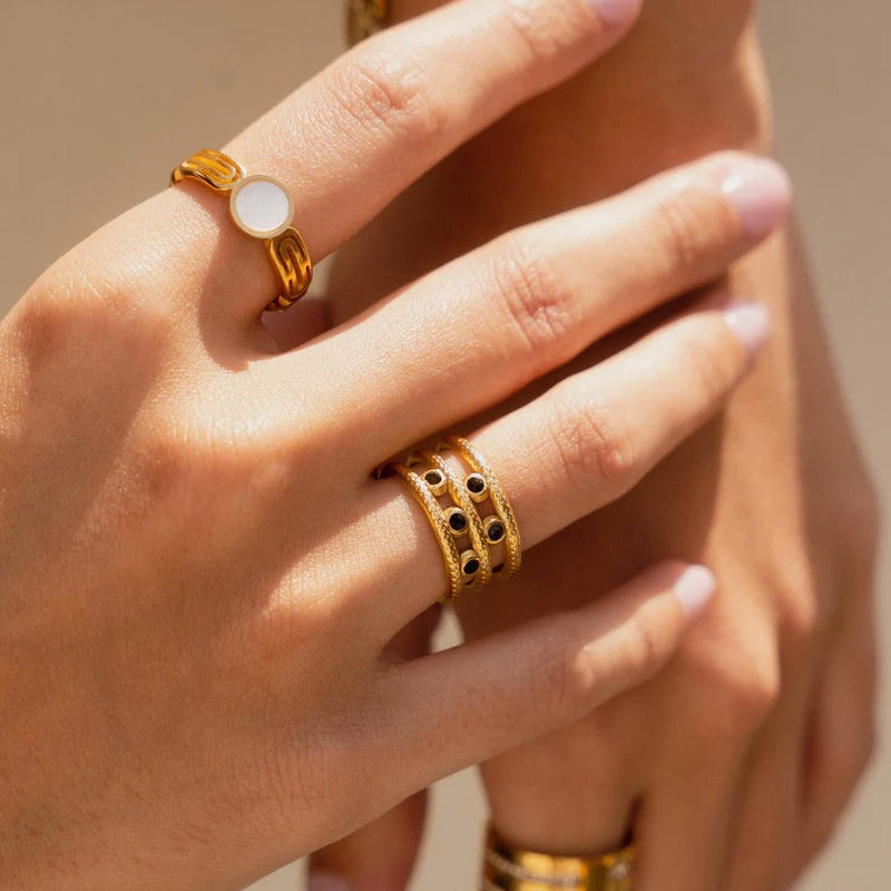 Athena Ring with Mother of Pearl Stone and 18K Gold Plated