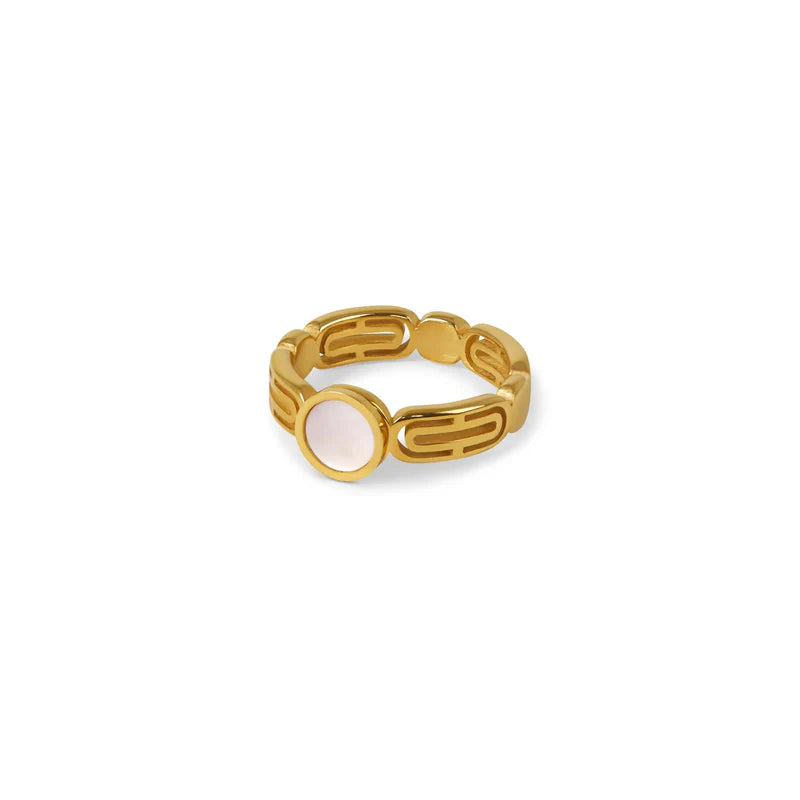 Athena Ring with Mother of Pearl Stone and 18K Gold Plated