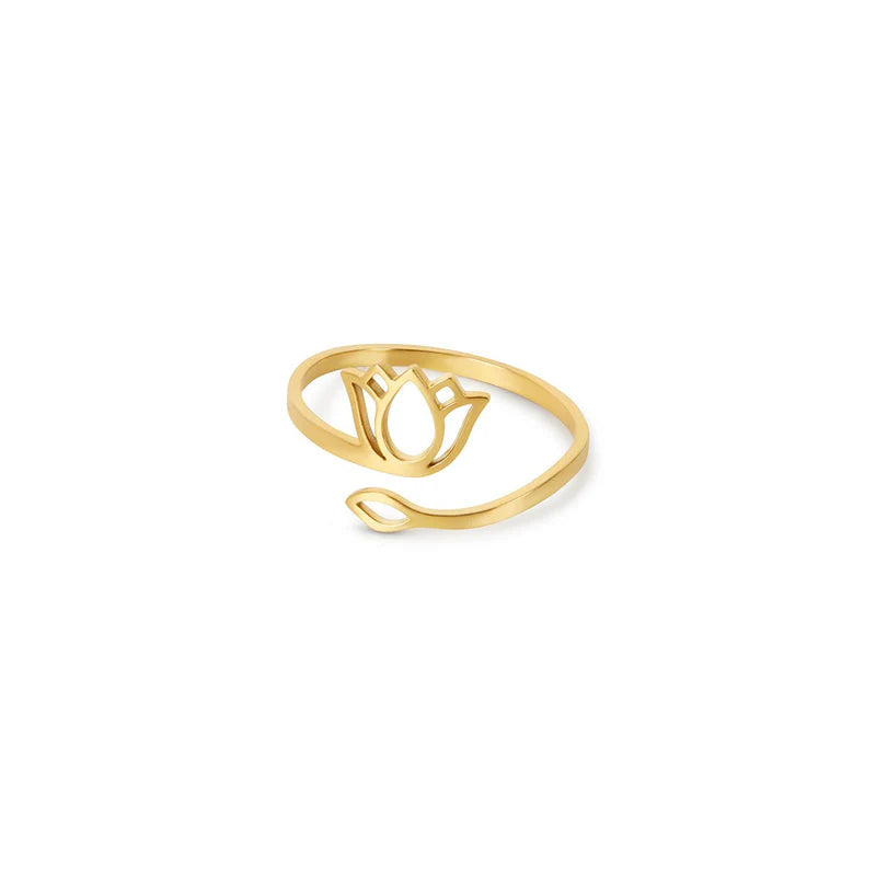 18K Gold Plated Lotus Flower Ring