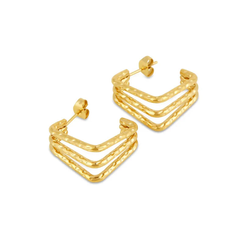 Amelie Triple Division Earrings 18K Gold Plated
