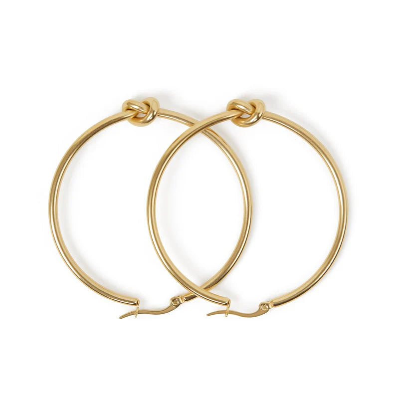 18K Gold Plated Central Knot Hoop Earring