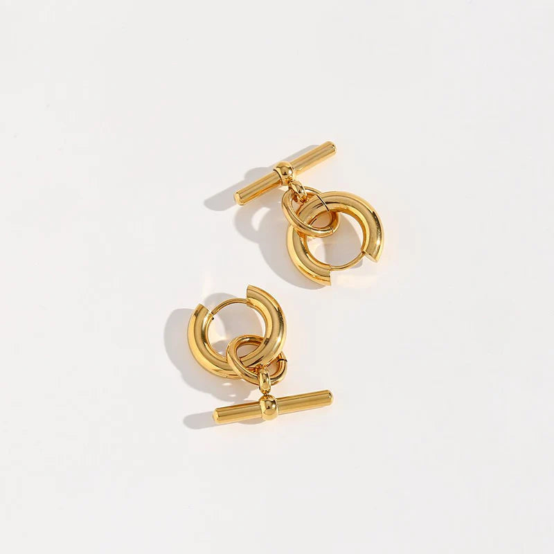 18k Gold Plated T-Bar Earring