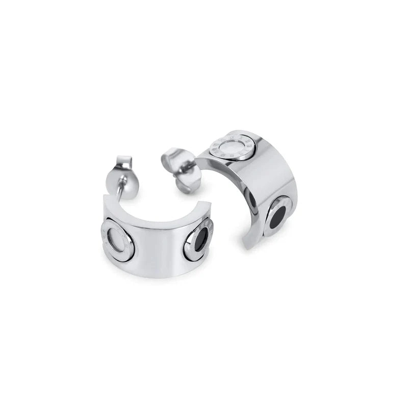 Roman Numeral Spinning Earring - Silver