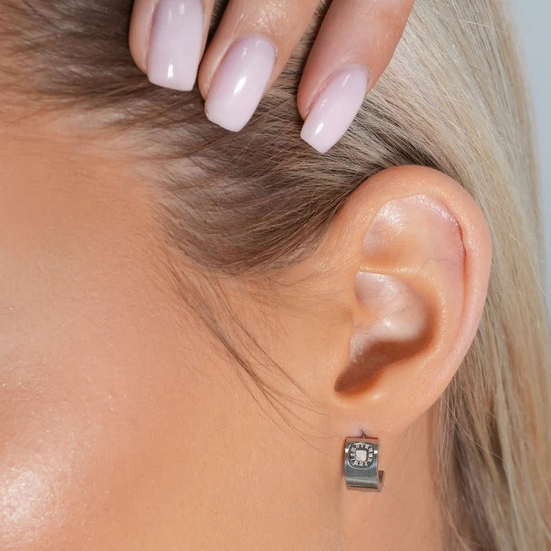 Square Charm Earring - Silver