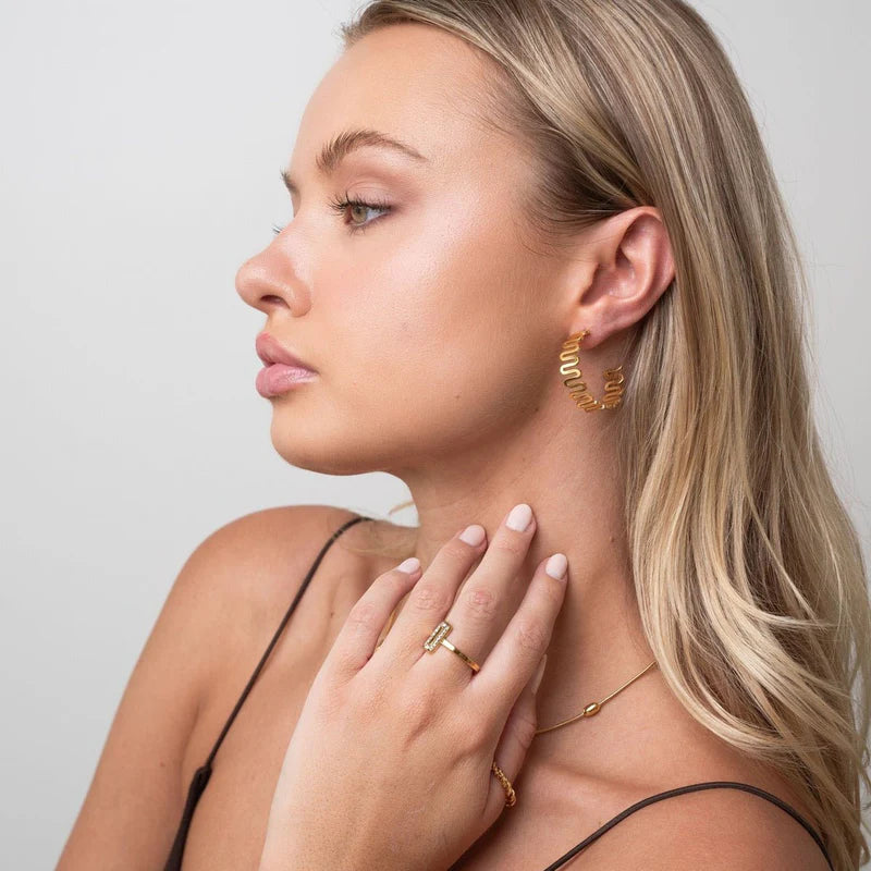 18k Gold Plated Zig Zag Earrings