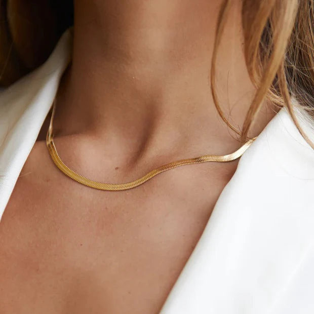 Gold Snake Mesh Necklace Plated in 18K Gold