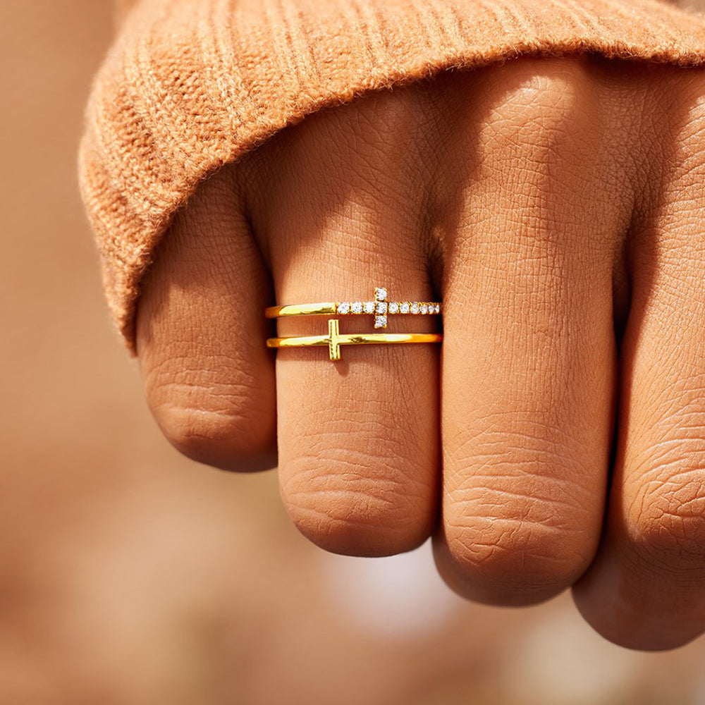 18k Gold Plated Cross Ring