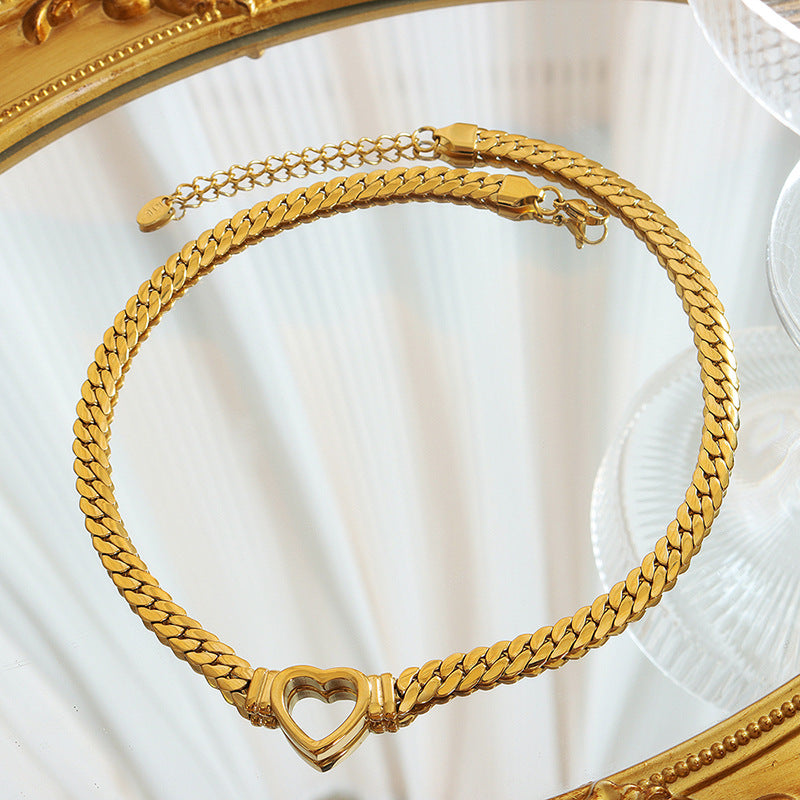 Minimalist Heart Choker Necklace 18K Gold Plated