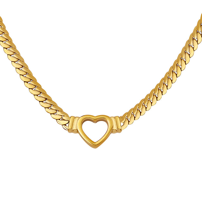 Minimalist Heart Choker Necklace 18K Gold Plated