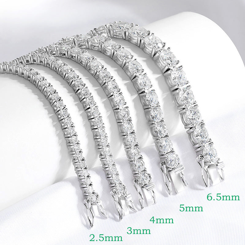 Moissanite Bracelet Plated in Sterling Silver and 18k White Gold